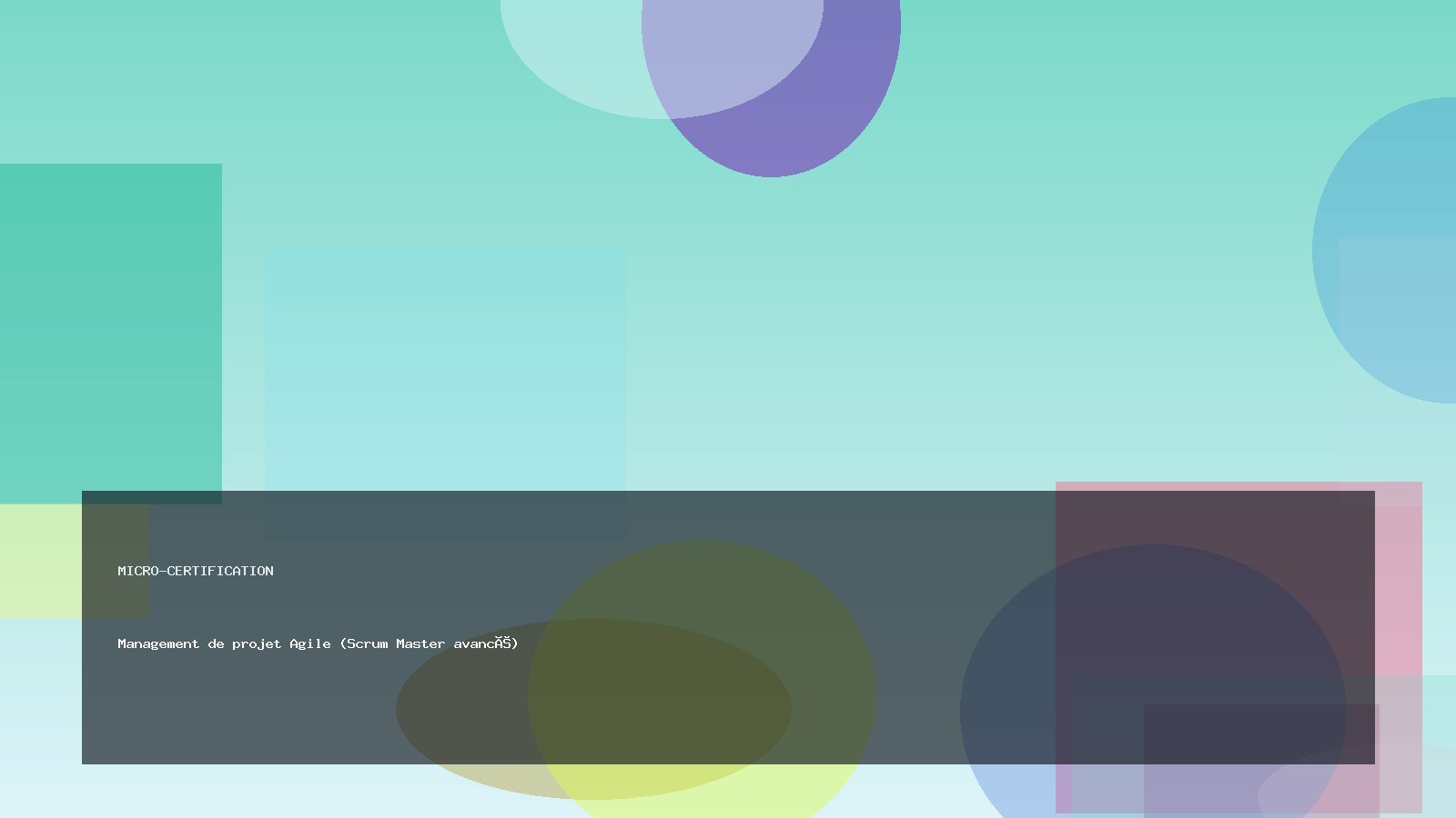 Management de projet Agile (Scrum Master avancé)