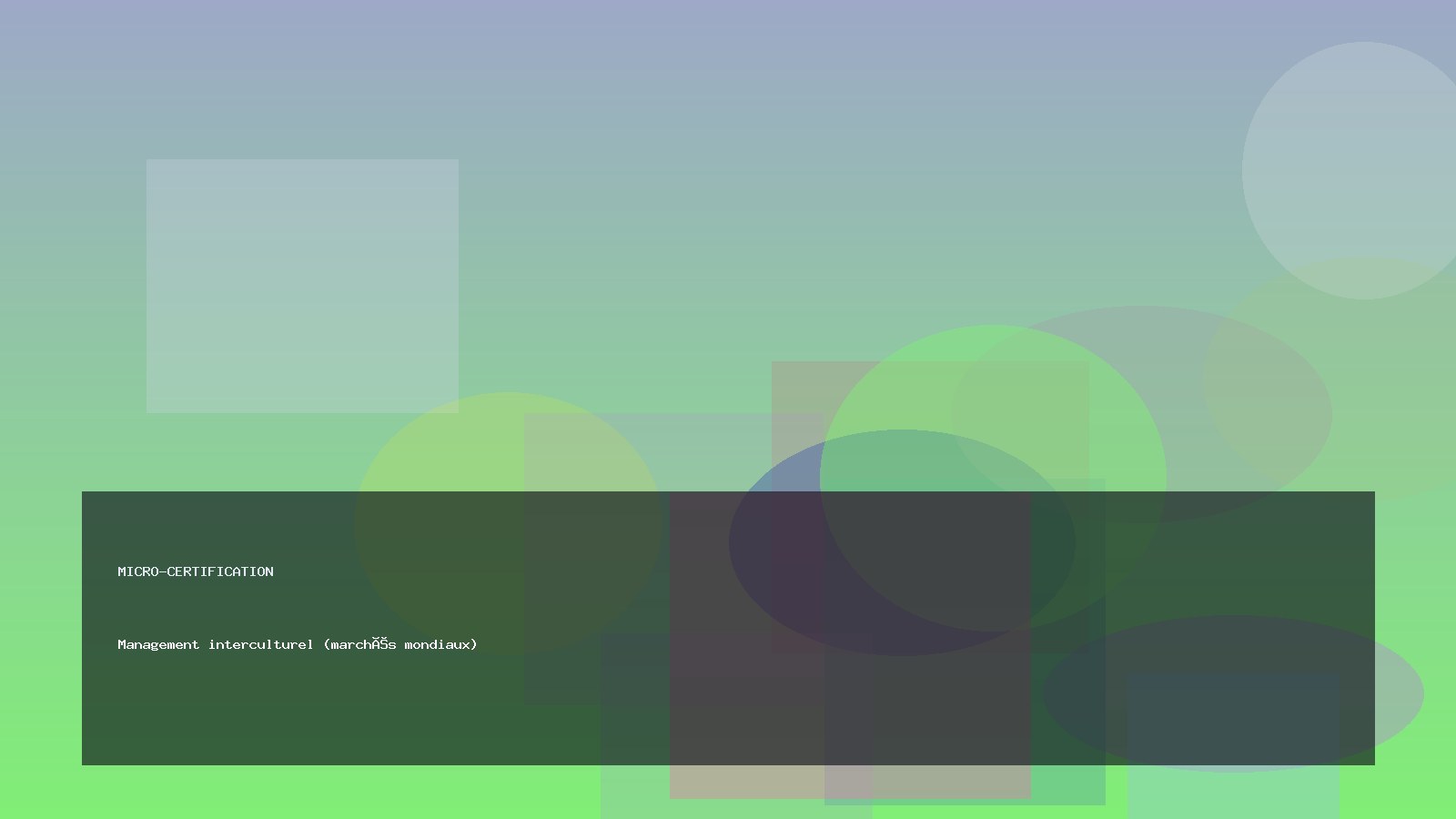 Management interculturel (marchés mondiaux)