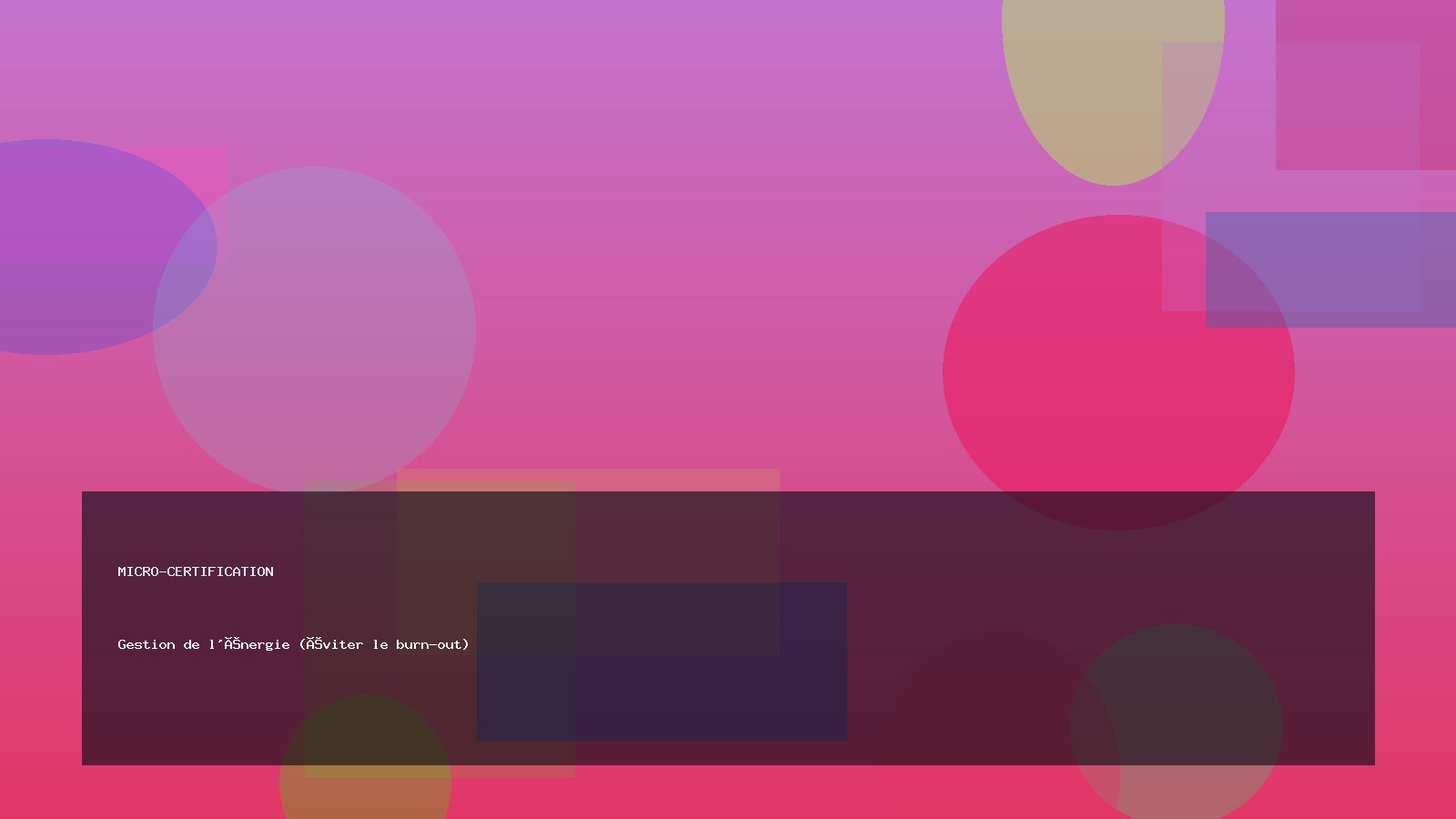 Gestion de l'énergie (éviter le burn-out)