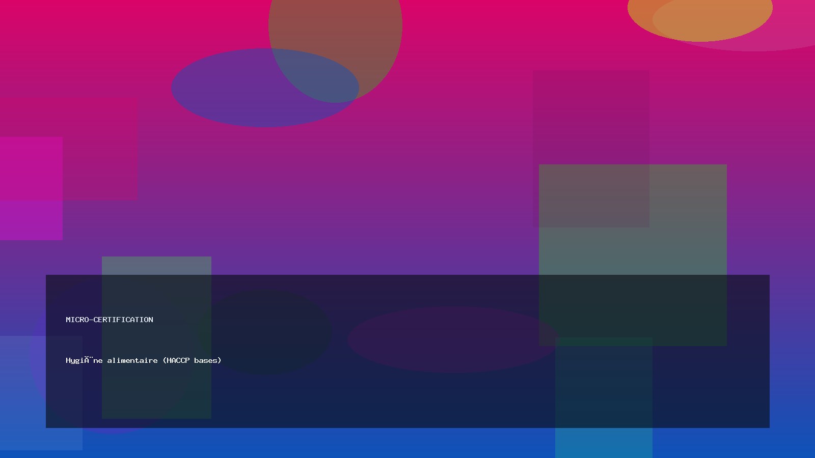 Hygiène alimentaire (HACCP bases)